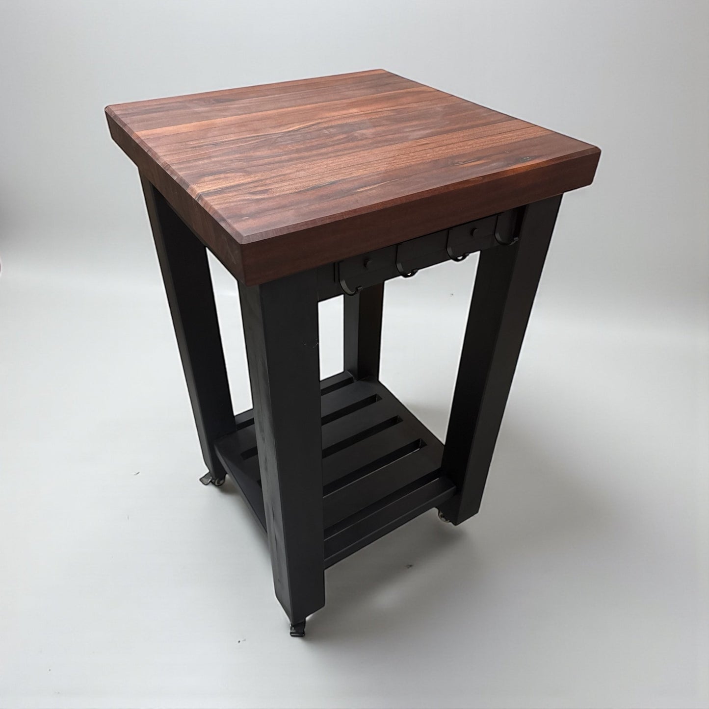 Mobile Butcher Block with Utensil Holder and Locking Wheels