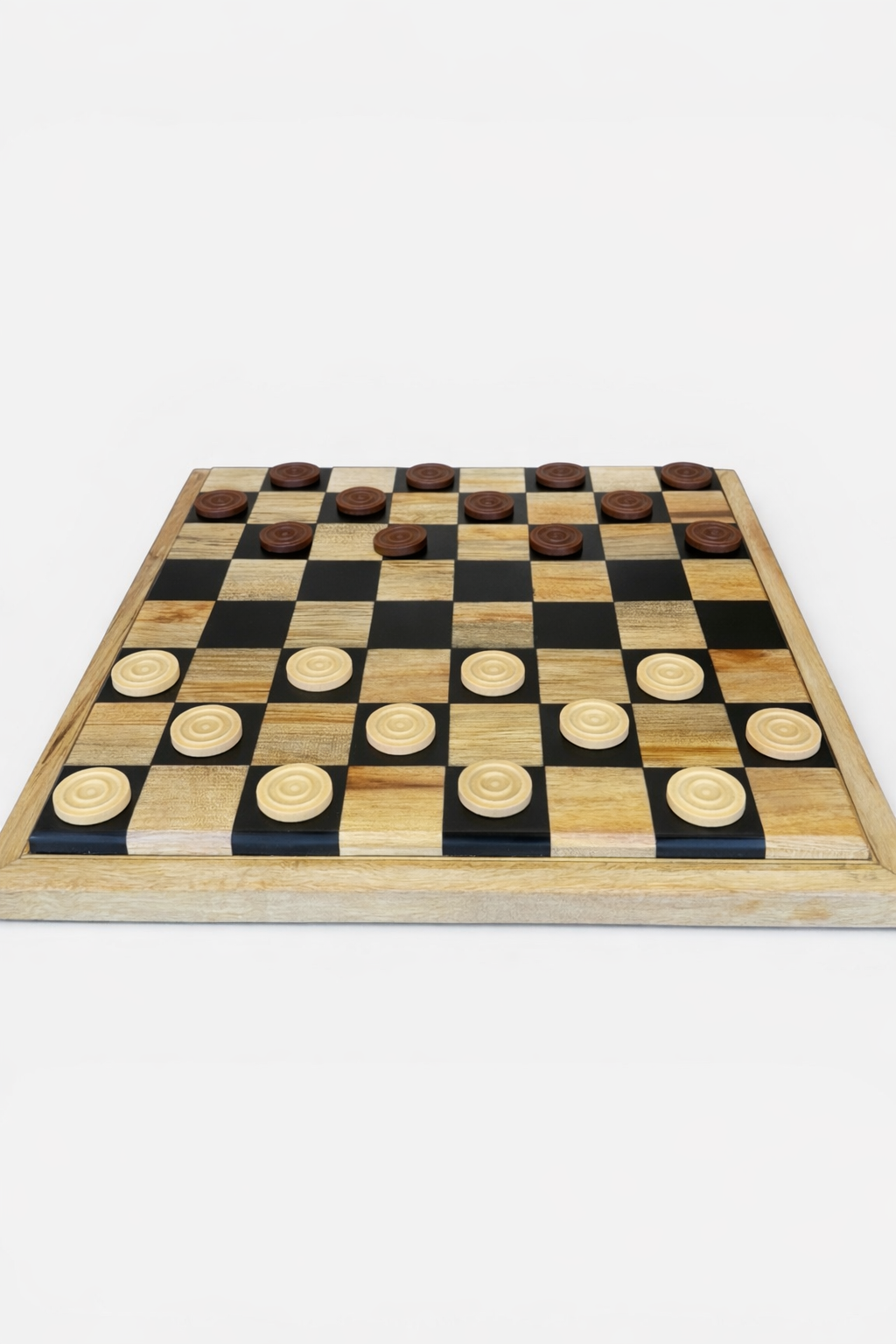 Eucalyptus Wood and Epoxy checkers board with wood pieces
