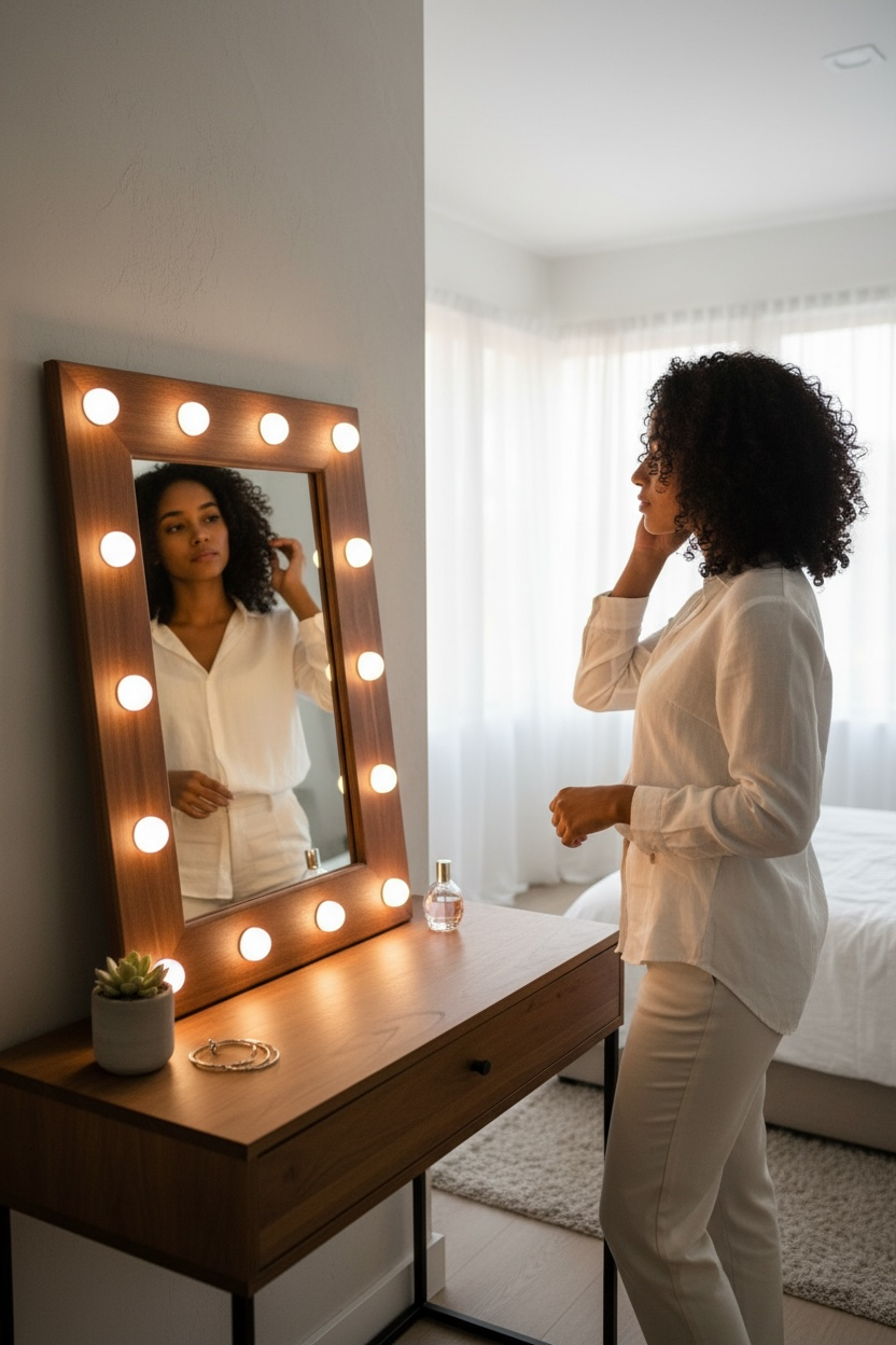 Sucupira Mirror with LED bulbs